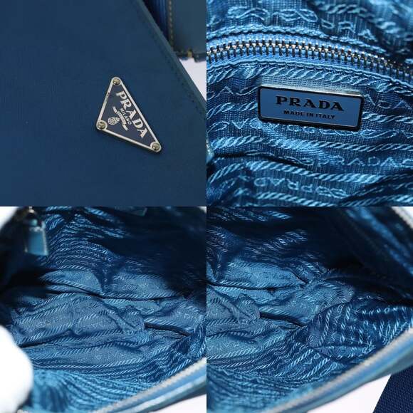 PRADA Shoulder Bag Nylon Blue Silver - Picture 11 of 12